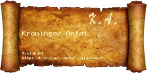 Kroninger Antal névjegykártya